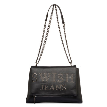 Borsa a tracolla nera da donna con piccole borchie Swish Jeans, Borse e accessori Donna, SKU b513000960, Immagine 0